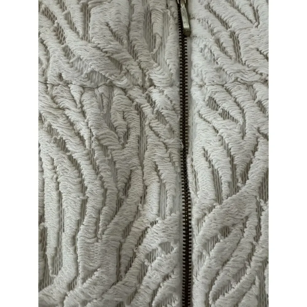 Sezane Ecru White Mini Skirt Sz S Zebra Animal Print Zip